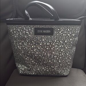 Steve Madden Black and Silver Sparkly Tote